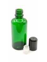 FRASCO ROLL-ON 50ML VIDRIO VERDE DIN 18 BOLA VIDRIO O ACERO INOXIDABLE.